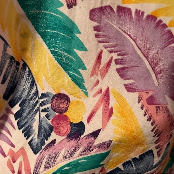 VINTAGE 80S MIDI SKIRT TROPICAL FLORAL PRINT COLORFUL PASTELS POCKETS XS - Picture 9 of 10